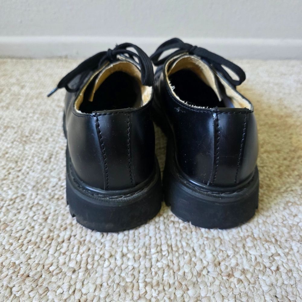 Vintage Mens Demonia Black Leather Steel Toed Shoes Size 10 - Picture 5 of 11
